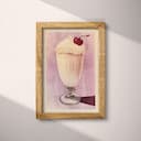 Full frame view of A vintage pastel pencil illustration, a milkshake with a cherry