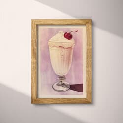 Milkshake Art | Food Wall Art | Food & Drink Print | Beige and Purple Decor | Vintage Wall Decor | Kitchen & Dining Digital Download | Summer Art | Pastel Pencil Illustration