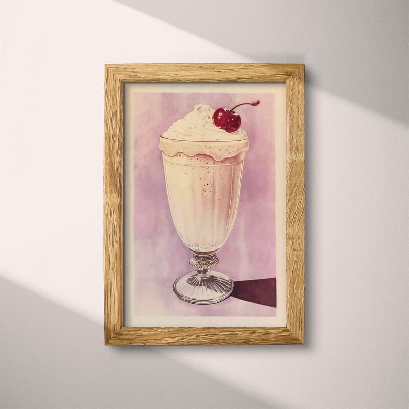 Full frame view of A vintage pastel pencil illustration, a milkshake with a cherry