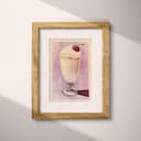 Matted frame view of A vintage pastel pencil illustration, a milkshake with a cherry