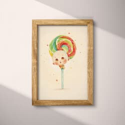 Lollipop Art | Food Wall Art | White, Red, Green and Purple Print | Chibi Decor | Kids Wall Decor | Back To School Digital Download | Christmas Art | Summer Wall Art | Pastel Pencil Illustration