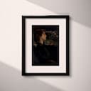 Matted frame view of A vintage oil painting, portrait of a woman in a car, side view