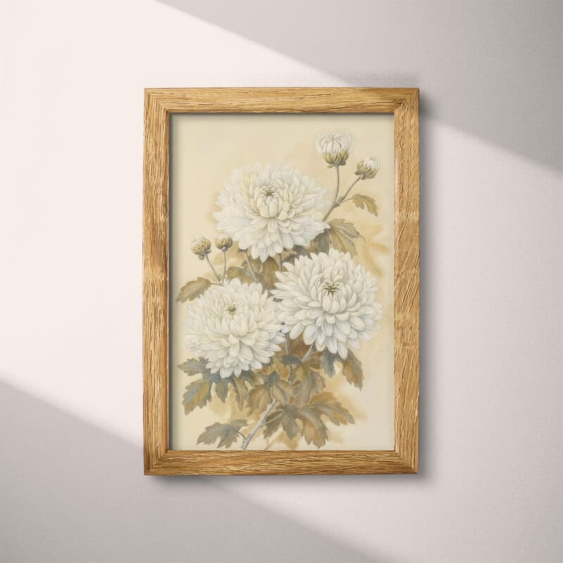 Full frame view of A farmhouse pastel pencil illustration, chrysanthemums