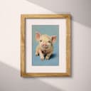 Matted frame view of A cute chibi anime pastel pencil illustration, a pig