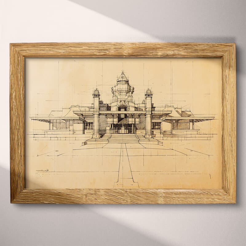 Full frame view of A vintage graphite sketch, south american architecture