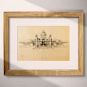 Matted frame view of A vintage graphite sketch, south american architecture