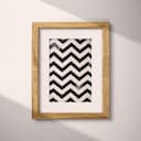 Matted frame view of A minimalist textile print, symmetric zig zag pattern