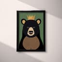 Full frame view of A cute simple illustration with simple shapes, portrait of a bear with a crown on its head, front view