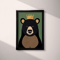 Bear Portrait Digital Download | Animal Wall Decor | Animals Decor | Green, Black, Brown, Orange and White Print | Cute Simple Wall Art | Kids Art | Baby Shower Digital Download | Spring Wall Decor | Simple Illustration