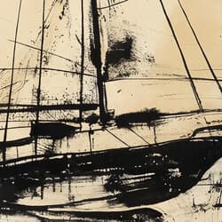 Catamaran Digital Download | Marine Wall Decor | Nautical Decor | Beige, Black and Brown Print | Contemporary Wall Art | Living Room Art | Housewarming Digital Download | Summer Wall Decor | Charcoal Sketch