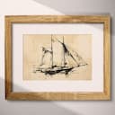 Matted frame view of A contemporary charcoal sketch, a catamaran