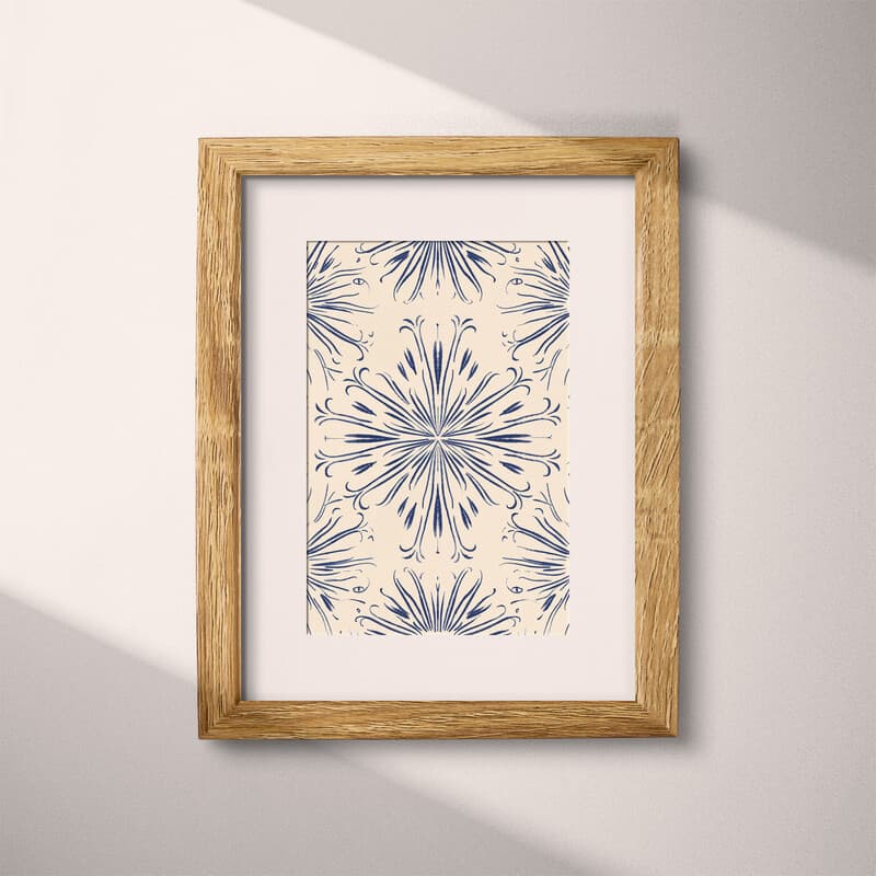 Matted frame view of A bohemian letterpress print, symmetric doodle pattern