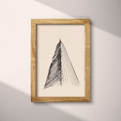 Skyscraper Art | Architecture Wall Art | Architecture Print | White, Black and Gray Decor | Vintage Wall Decor | Office Digital Download | Housewarming Art | Winter Wall Art | Charcoal Sketch