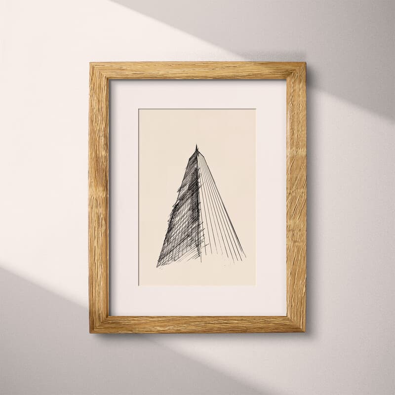 Matted frame view of A vintage charcoal sketch, a skyscraper