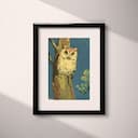 Matted frame view of A vintage cartoon drawing, an owl in a tree