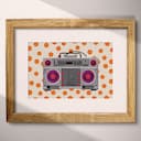 Matted frame view of A cute simple illustration with simple shapes, a boombox