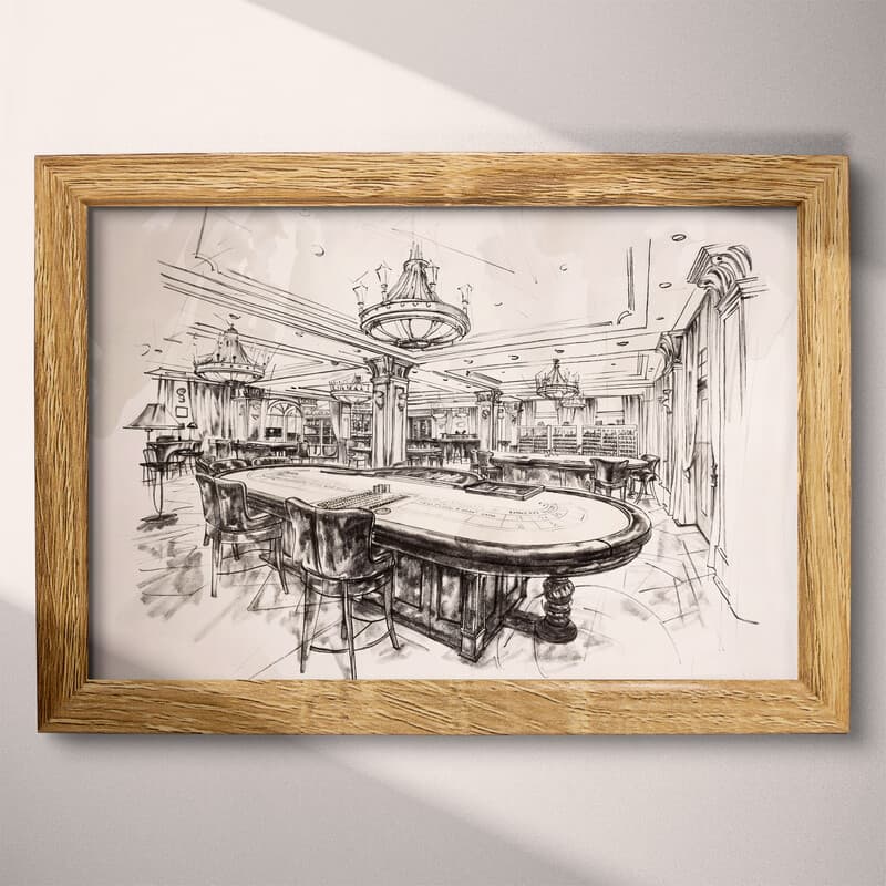 Full frame view of A vintage graphite sketch, a casino