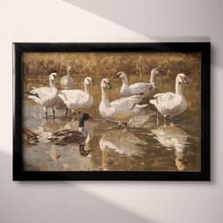 Geese Digital Download | Wildlife Wall Decor | Animals Decor | Brown, Beige and Black Print | Impressionist Wall Art | Living Room Art | Housewarming Digital Download | Autumn Wall Decor | Oil Painting