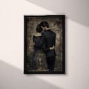 Full frame view of A vintage oil painting, a man and woman embracing, back view