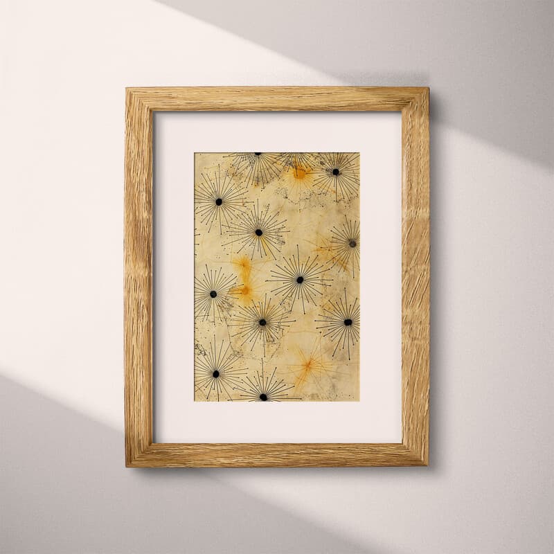 Matted frame view of A wabi sabi textile print, intricate pattern