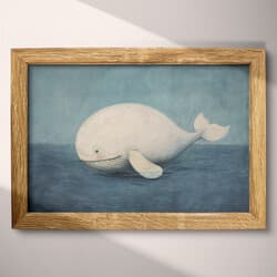 Whale Art | Marine Wall Art | Animals Print | Gray, Black and Beige Decor | Chibi Wall Decor | Kids Digital Download | Baby Shower Art | Summer Wall Art | Pastel Pencil Illustration