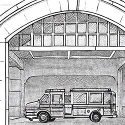 Fire Station Art | Architecture Wall Art | Architecture Print | White, Black and Gray Decor | Vintage Wall Decor | Office Digital Download | Housewarming Art | Pencil Sketch