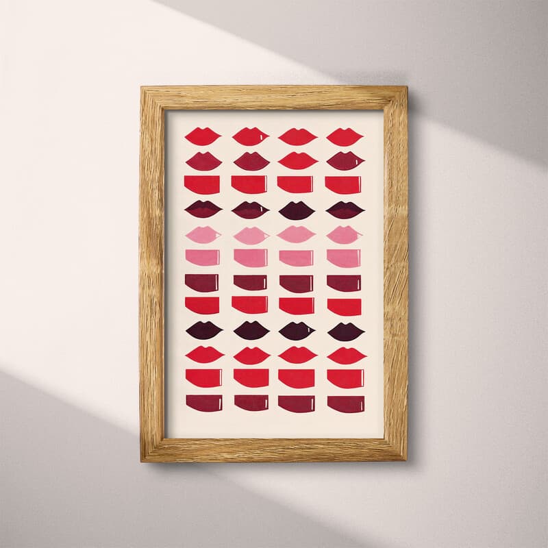 Full frame view of A retro textile print, symmetric lipstick print pattern