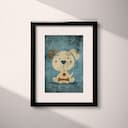 Matted frame view of A cute simple illustration with simple shapes, a dog with a bone