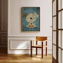 Room view with a full frame of A cute simple illustration with simple shapes, a dog with a bone