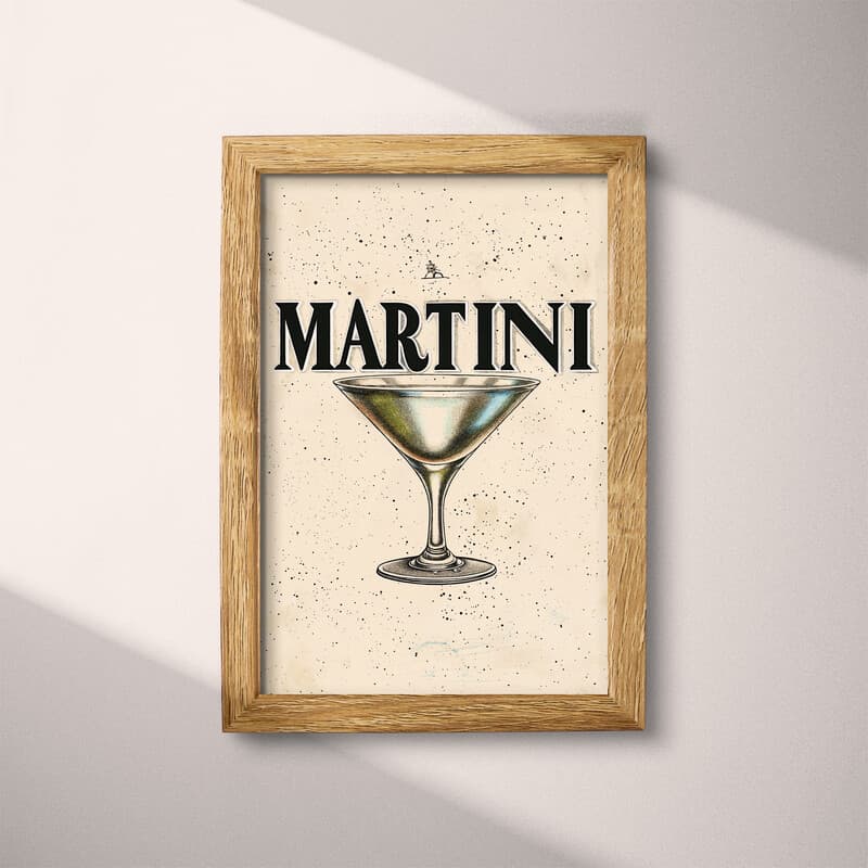 Full frame view of A vintage pastel pencil illustration, the word "MARTINI" with a martini glass