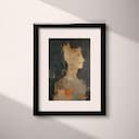 Matted frame view of An abstract vintage oil painting, a man with a crown on his head