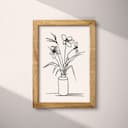 Full frame view of A vintage ink sketch, a flower in a cylinder vase