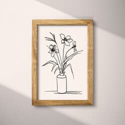 Flower Vase Digital Download | Floral Wall Decor | Flowers Decor | White, Black and Gray Print | Vintage Wall Art | Living Room Art | Housewarming Digital Download | Mother's Day Wall Decor | Spring Decor | Ink Sketch