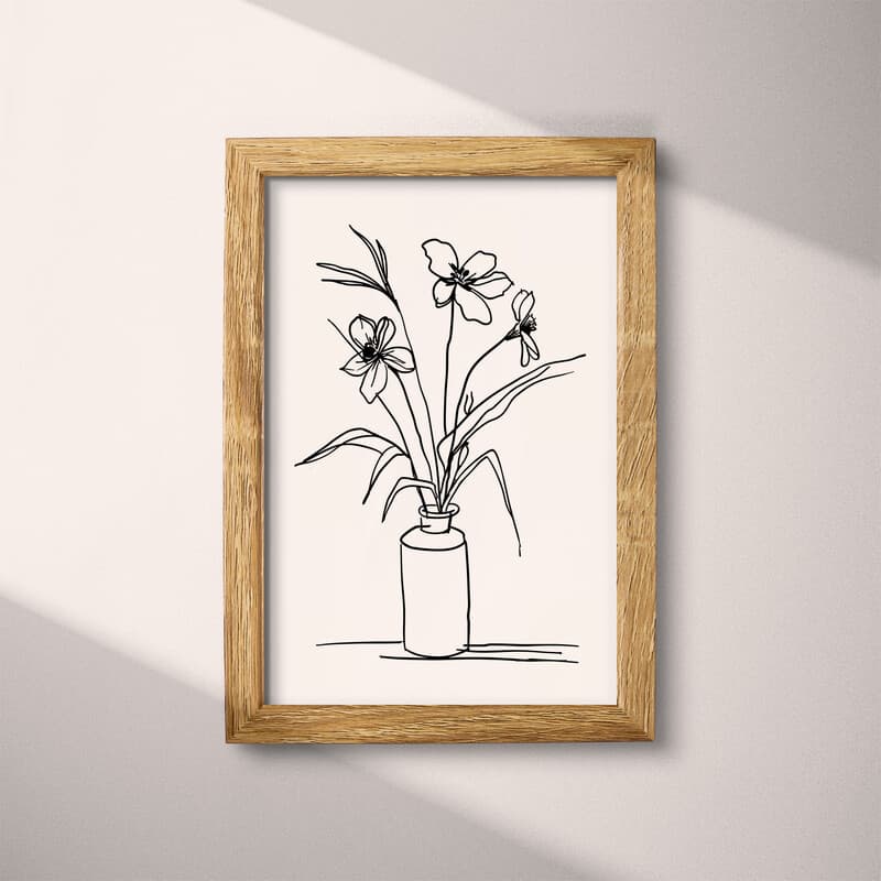 Full frame view of A vintage ink sketch, a flower in a cylinder vase