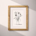 Matted frame view of A vintage ink sketch, a flower in a cylinder vase