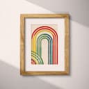 Matted frame view of A vintage textile print, rainbow pattern