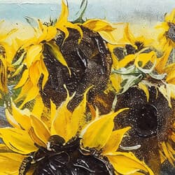 Sunflowers Digital Download | Nature Wall Decor | Flowers Decor | Black, Brown, White, Yellow and Blue Print | Rustic Wall Art | Living Room Art | Housewarming Digital Download | Thanksgiving Wall Decor | Summer Decor | Oil Painting