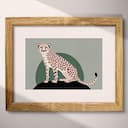 Matted frame view of A retro cartoon drawing, a cheetah