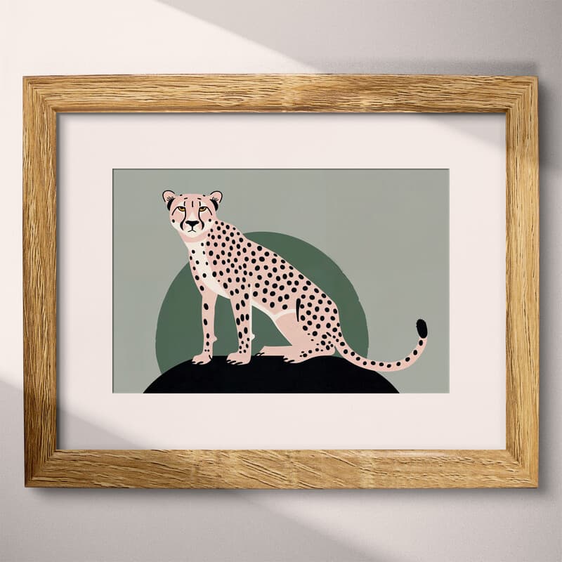 Matted frame view of A retro cartoon drawing, a cheetah