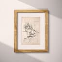 Matted frame view of A contemporary graphite sketch, a seaside town