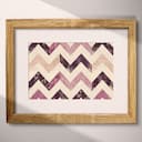 Matted frame view of A minimalist textile print, symmetric chevron pattern