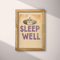 Sleep Well Art | Typography Wall Art | Quotes & Typography Print | Beige, Purple, Black, Orange and Red Decor | Vintage Wall Decor | Bedroom Digital Download | Winter Art | Linocut Print