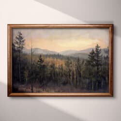 Forest Sunset Digital Download | Nature Wall Decor | Landscapes Decor | Black, Beige and Gray Print | Impressionist Wall Art | Living Room Art | Housewarming Digital Download | Autumn Wall Decor | Oil Painting