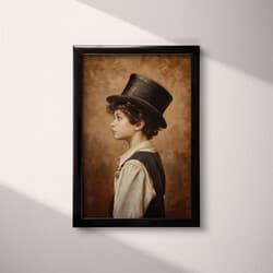 Boy Digital Download | Portraits Wall Decor | Portrait Decor | Brown and Black Print | Vintage Wall Art | Living Room Art | Autumn Digital Download | Oil Painting