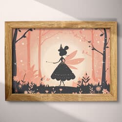 Fairy Digital Download | Fantasy Wall Decor | Beige, Black and Red Decor | Cute Simple Print | Kids Wall Art | Baby Shower Art | Spring Digital Download | Simple Illustration