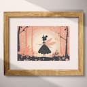 Matted frame view of A cute simple illustration with simple shapes, a fairy with a wand in a forest