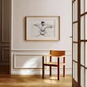 Room view with a matted frame of A vintage graphite sketch, taekwondo