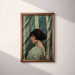 Woman Digital Download | Portrait Wall Decor | Portrait Decor | Brown, Black, Green and Beige Print | Vintage Wall Art | Living Room Art | Autumn Digital Download | Oil Painting