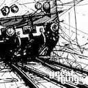 Closeup view of A vintage ink sketch, a train