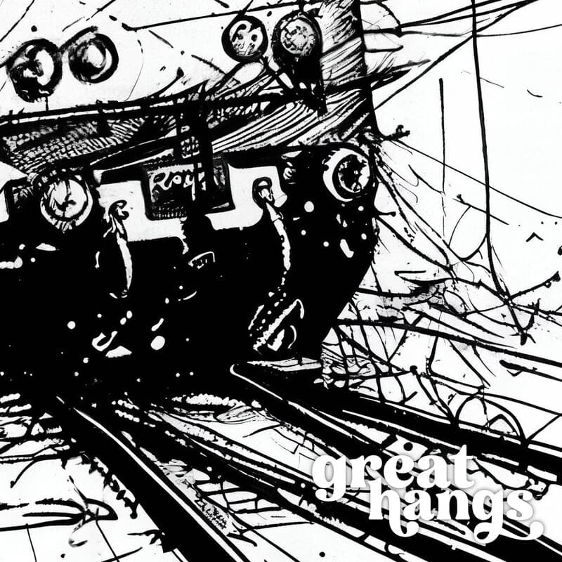 Closeup view of A vintage ink sketch, a train